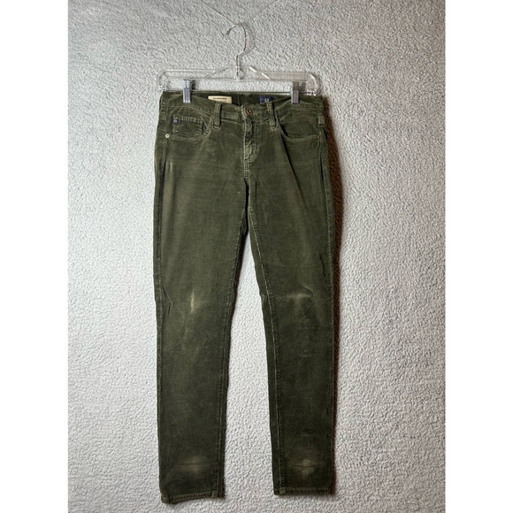 Adriano Goldschmied Corduroy Pants Womens 26R Green Stevie Slim Straight Ankle - Picture 13 of 13